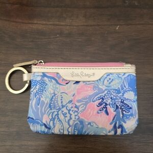Lilly Pulitzer Blue and Pink Key & Card Holder
